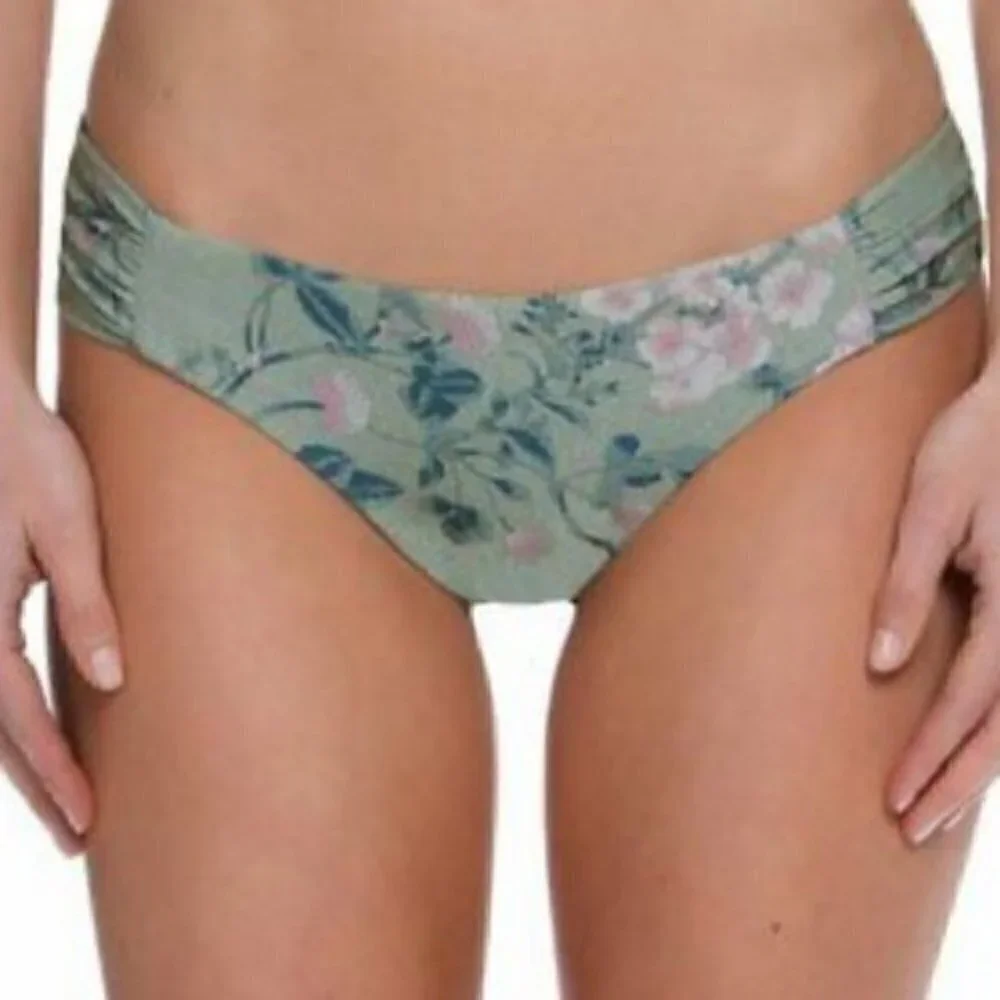 NWT Becca Serene Green Metallic Swim Bottom
